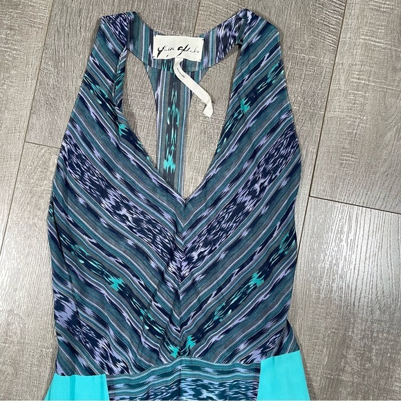 Yaya Aflalo Silk Maxi dress racer back printed size S - Picture 2 of 7